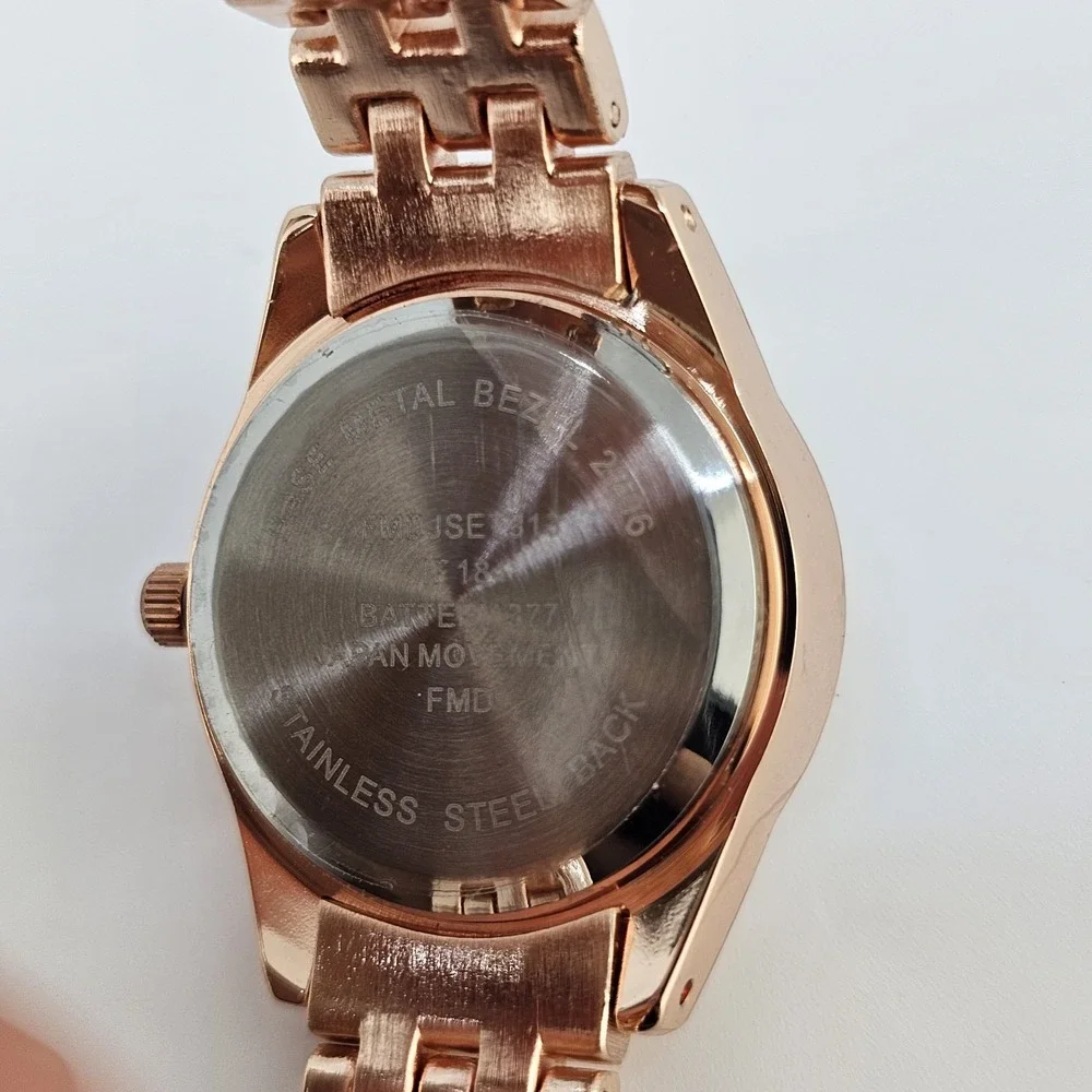 30MM Watch Women Gold Dial Gold Bracelet Band 6.75